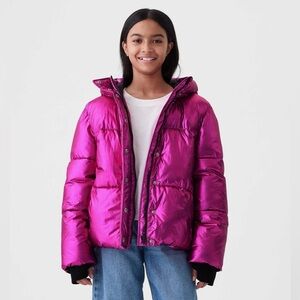 GAP Kids Puffer Jacket - Shiny Pink